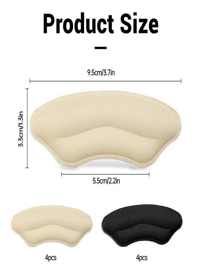 IVICOO Heel Pads for Shoes,Heel Grips for Womens Shoes Cushions,Shoe Pads for Women Too Big Shoes Inserts,High Heel Comfort Pad Grips(4 Beige+4 Black) - Image 2